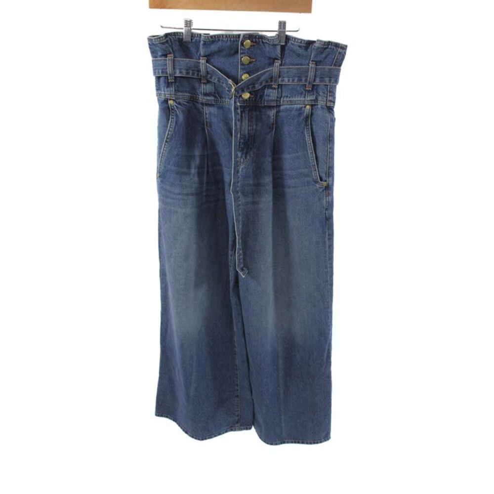 Ulla Johnson Womens Wide Leg Dark Blue Denim Jeans High Rise Button Size 29